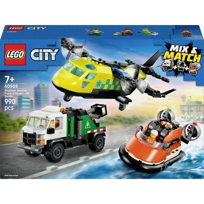 LEGO City 60505 Lietadlo, Servisné vozidlo a Vznášadlo Remix pre deti od 7 rokov.