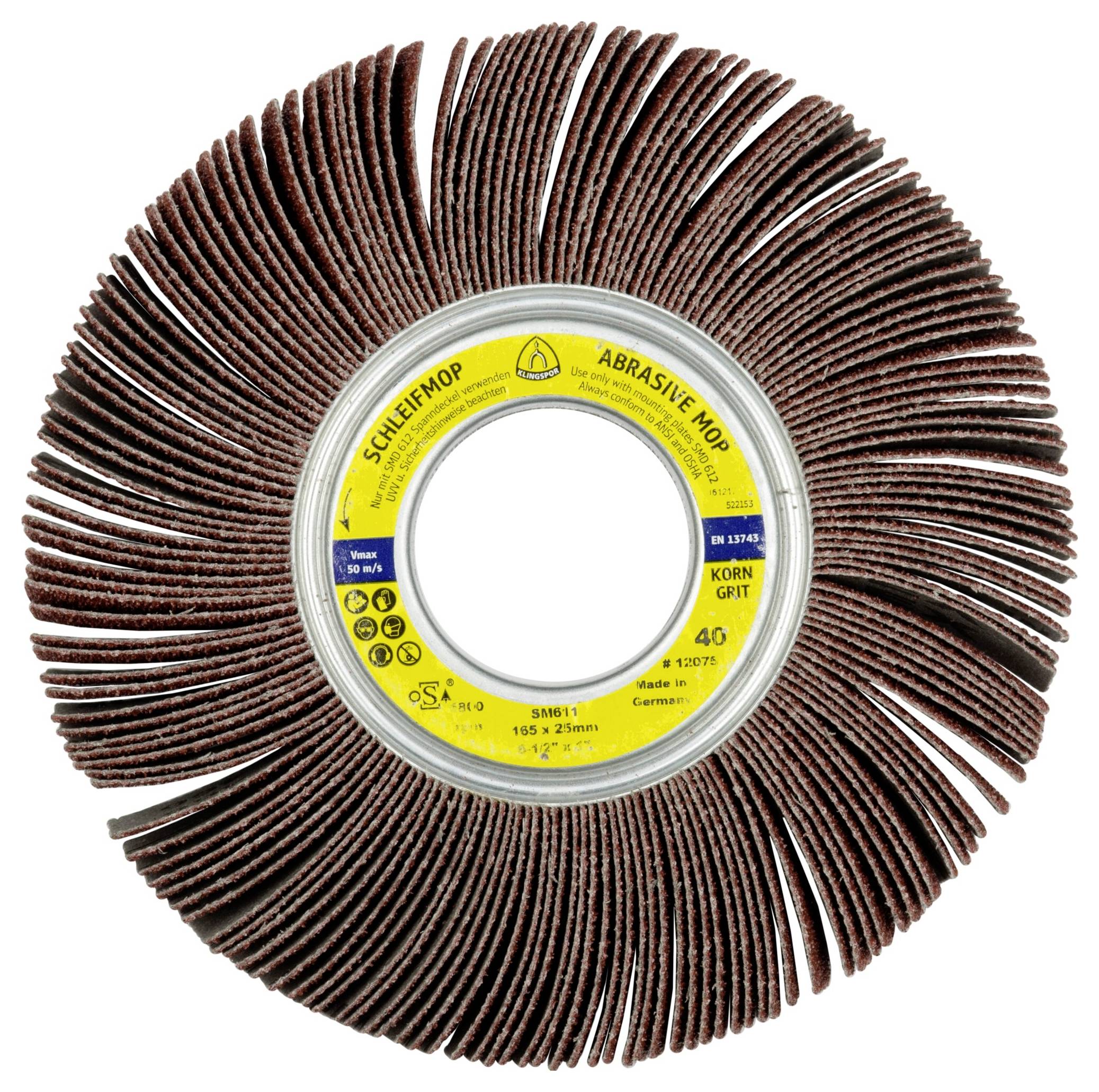 Klingspor 12097 Brúsne lamelové kotúče SM 611 LS 309 X, 165 x 30 x 43,1 mm, zrnitosť 180 Priemer 165 mm 5 ks-0