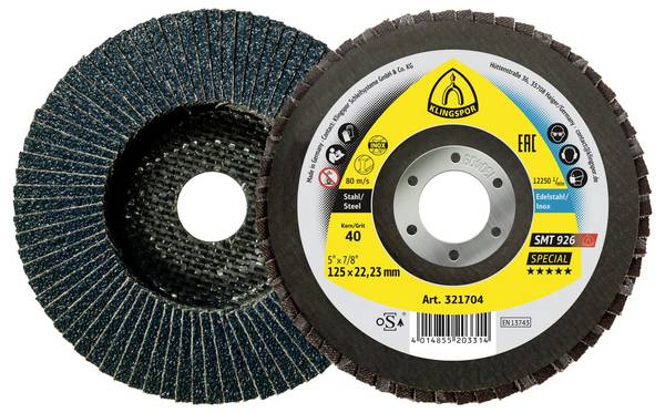 Klingspor 321703 Lamelový brúsny kotúč SMT 926, zrnitosť 115 x 22,23 mm, konvexná zrnitosť 40 Priemer 115 mm    10 ks