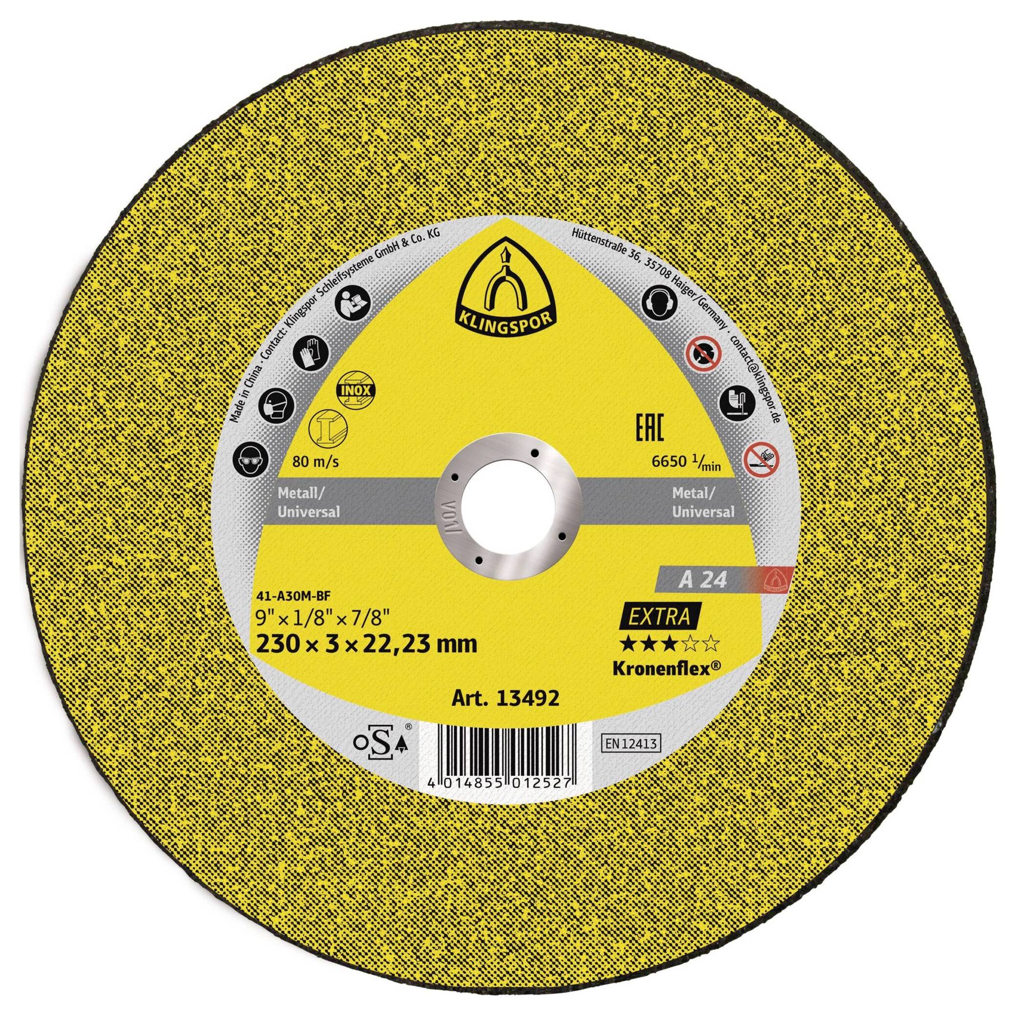 Klingspor A 24 Extra 13492 rezný kotúč rovný 230 mm 25 ks kov-0