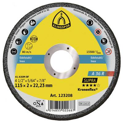 Klingspor A 36 R Supra 123208 rezný kotúč rovný 115 mm 25 ks nerezová ocel-0