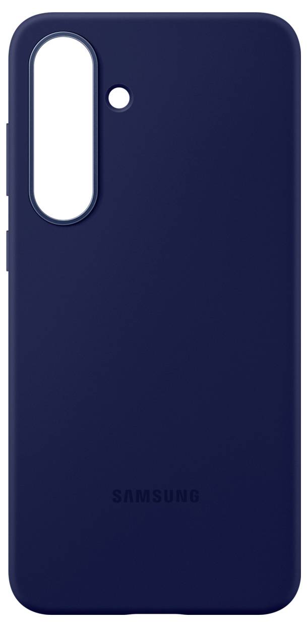 Tmavomodrý telefónny kryt pre Samsung so vstavaným výrezom pre fotoaparát v hornej ľavej časti.