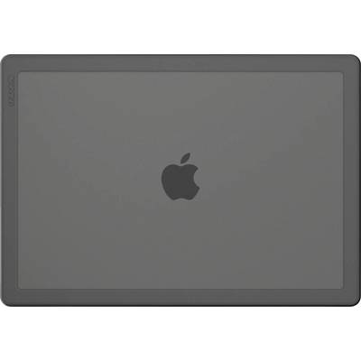 Sivý tablet s logom Apple uprostred na zadnej strane, umiestnený v ochrannom obale.