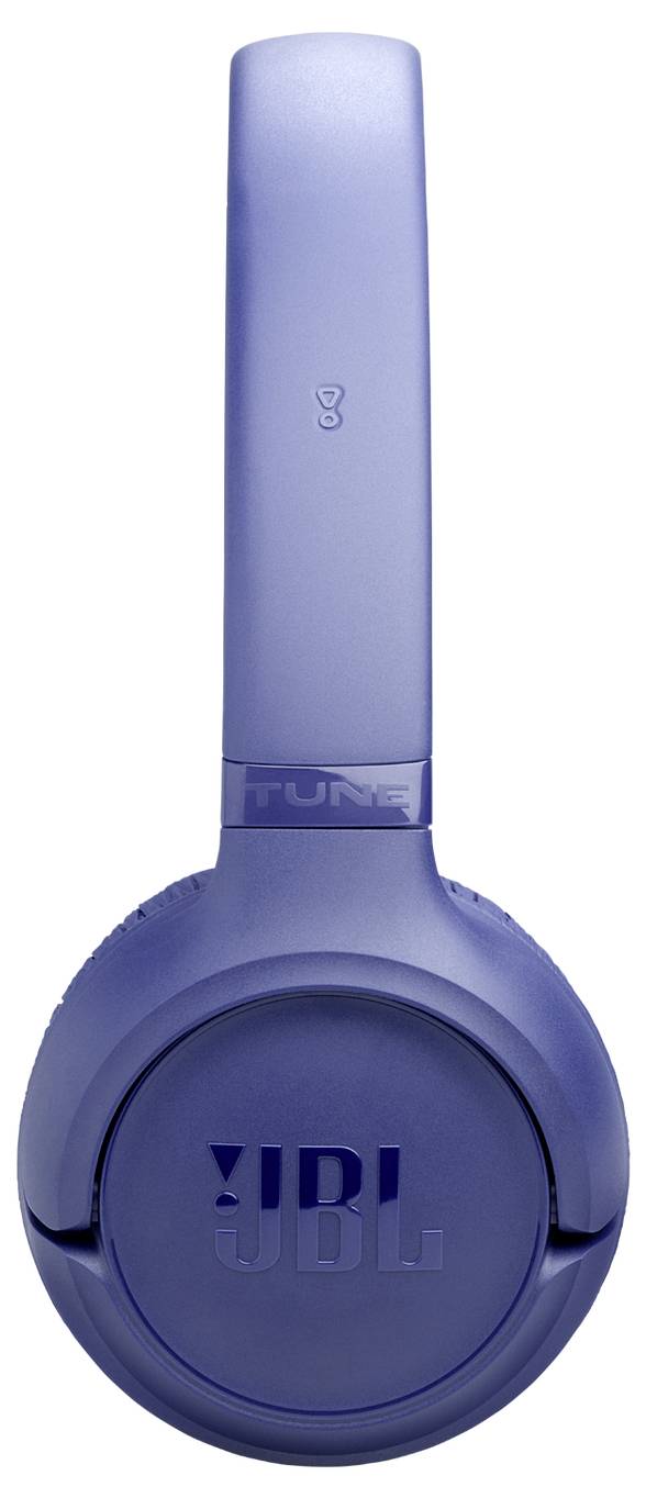 Modré bezdrôtové slúchadlá JBL s moderným dizajnom, mäkkými náušníkmi a logom 'JBL' na boku.