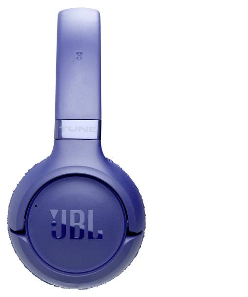 Modré slúchadlá JBL cez uši zobrazené zo strany.
