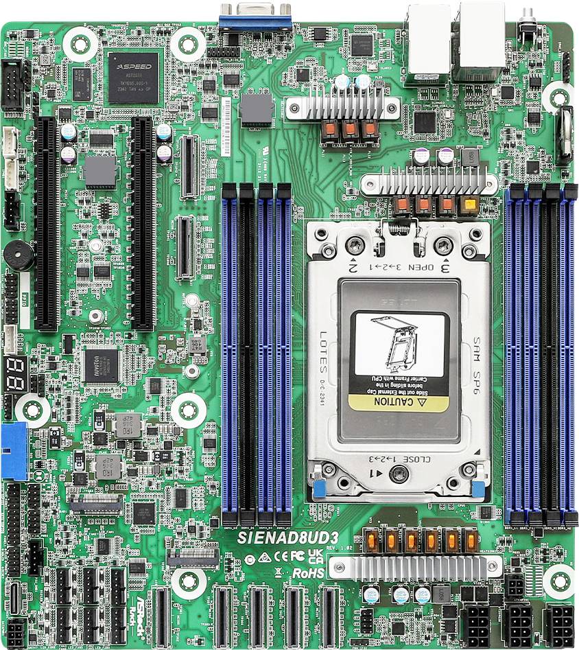 ASRock SIENAD8UD3 Mainboard Attacco (PC) #####AMD SP6 Fattore di forma (dettagli) Micro-ATX Chipset della scheda madre SoC