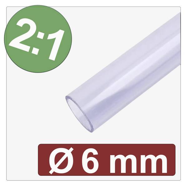 Quadrios 25CA606 zmršťovacia bužírka bez lepidla priehľadná 6 mm 3 mm Pomer zmrštenia:2:1 metrový tovar