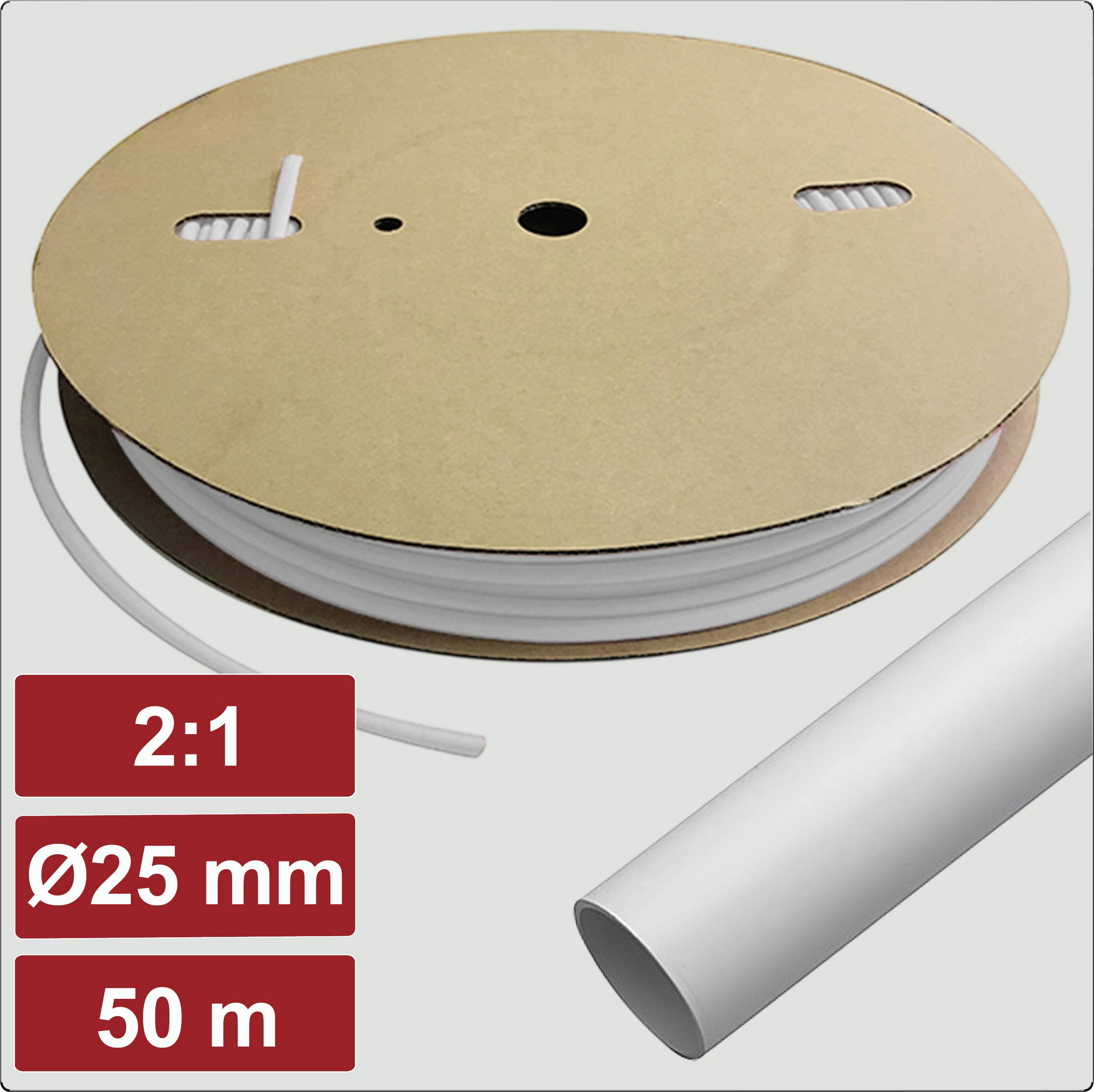 Electronic Garage EG25CA033 Krimpkous met lijm Wit 25 mm 12.5 mm Krimpverhouding:2:1 50 m