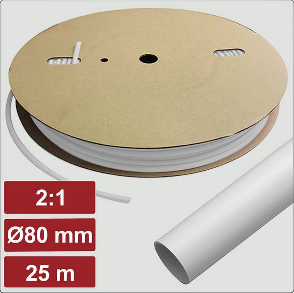Electronic Garage EG25CA040 zmršťovacia bužírka bez lepidla biela 80 mm 40 mm Pomer zmrštenia:2:1 25 m