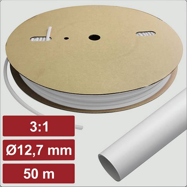 Electronic Garage EG25CA085 zmršťovacia bužírka s lepidlom biela 12.7 mm 4.2 mm Pomer zmrštenia:3:1 50 m