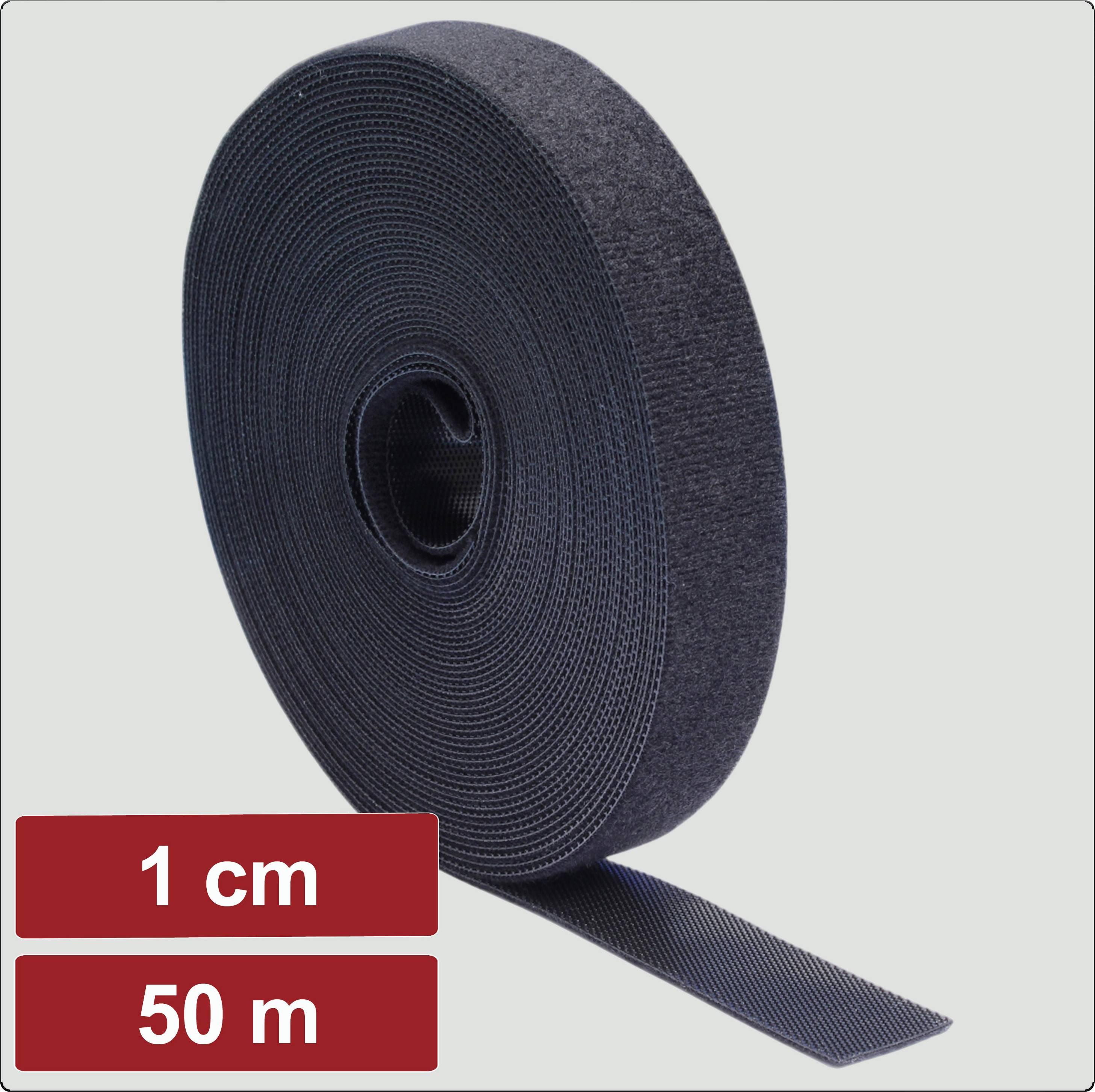 Electronic Garage EG25CA116 Nastro a strappo per raggruppare Lato morbido e lato rigido (L x L) 50 m x 1 cm Nero 50 m