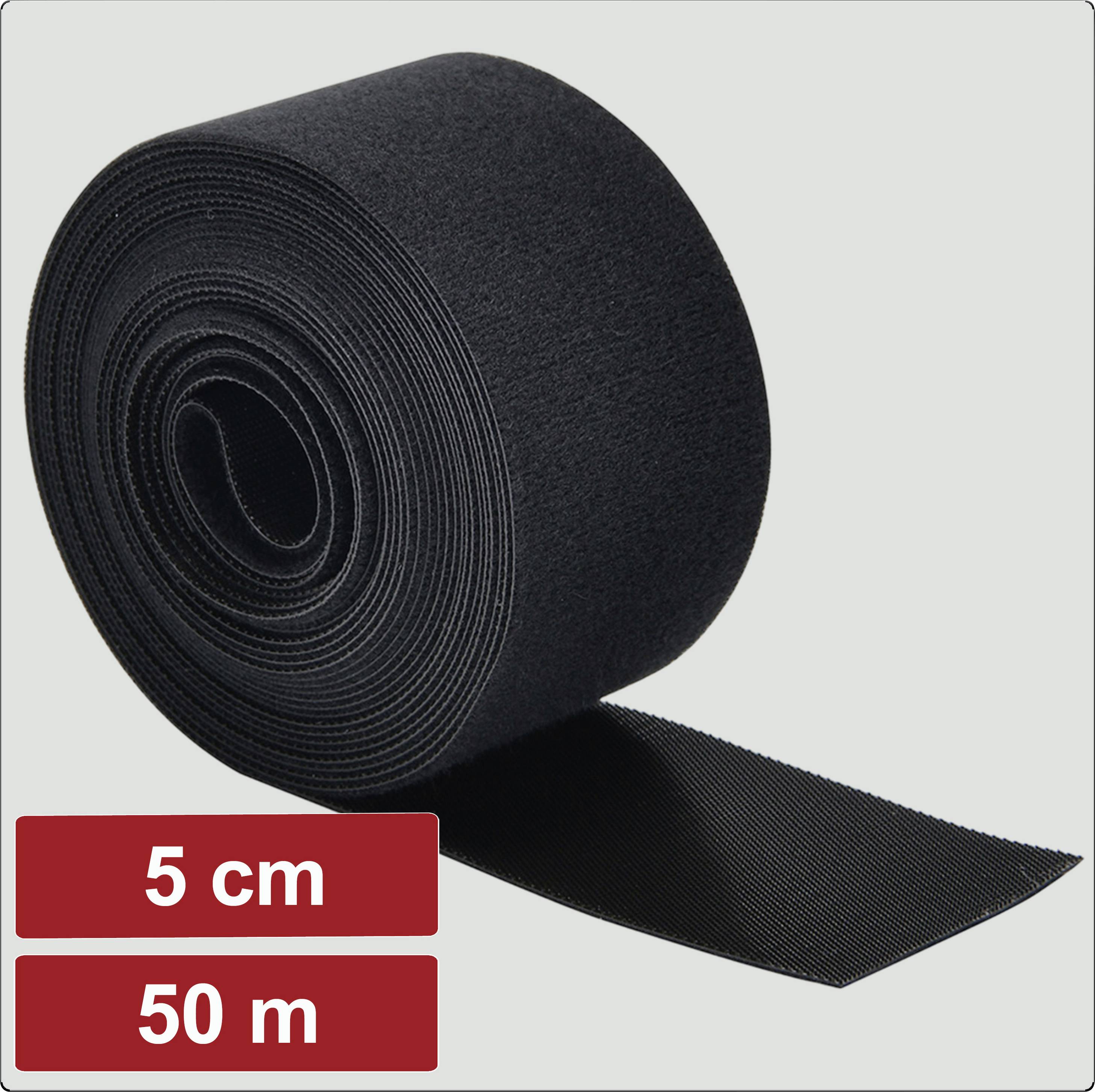 Electronic Garage EG25CA120 Nastro a strappo per raggruppare Lato morbido e lato rigido (L x L) 50 m x 5 cm Nero 50 m