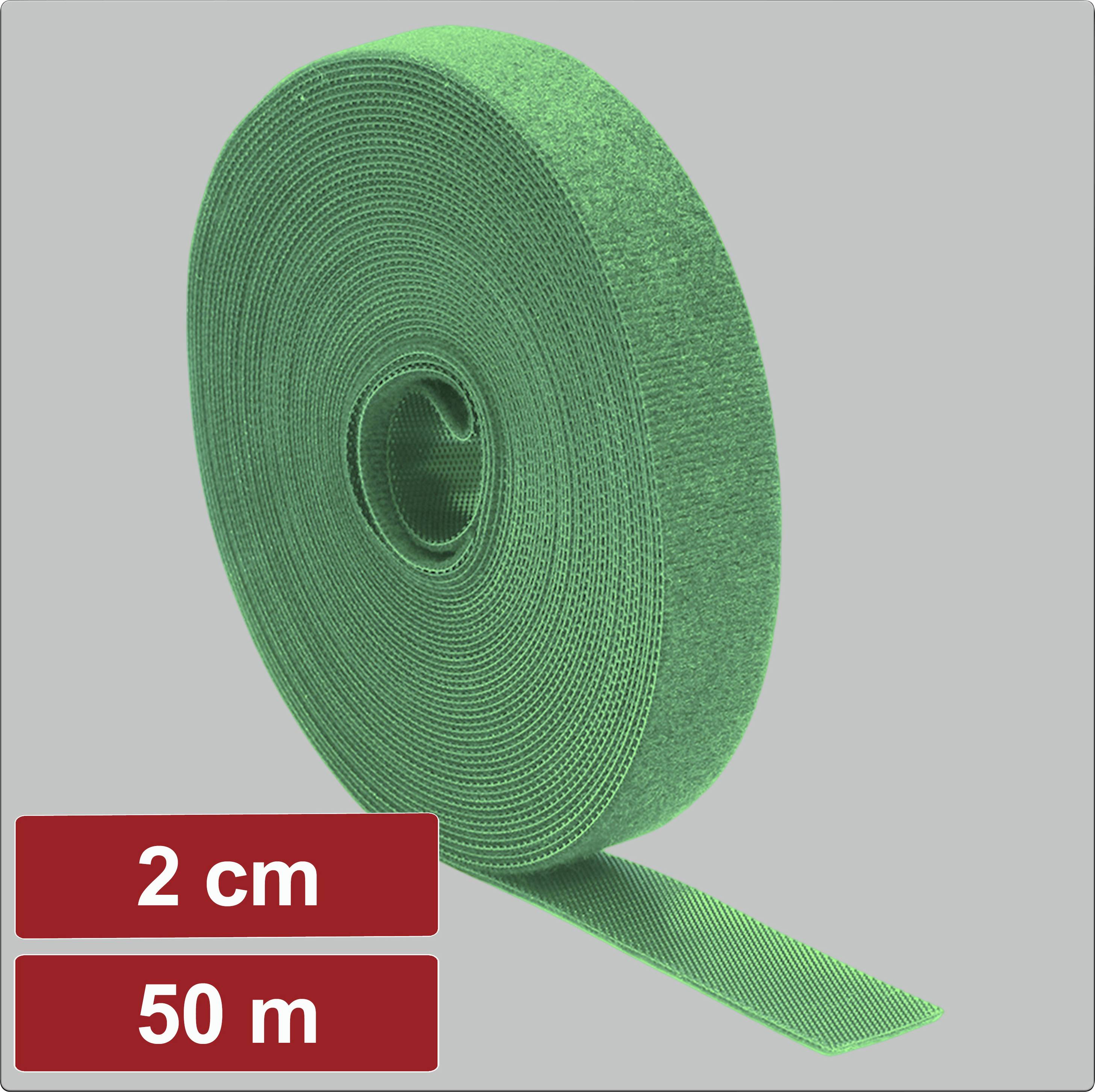 Electronic Garage EG25CA130 Nastro a strappo per raggruppare Lato morbido e lato rigido (L x L) 50 m x 2 cm Verde 50 m