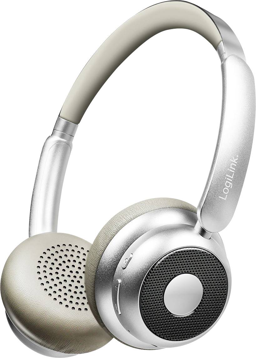 LogiLink BT0072BR Over Ear koptelefoon Bluetooth Zilver