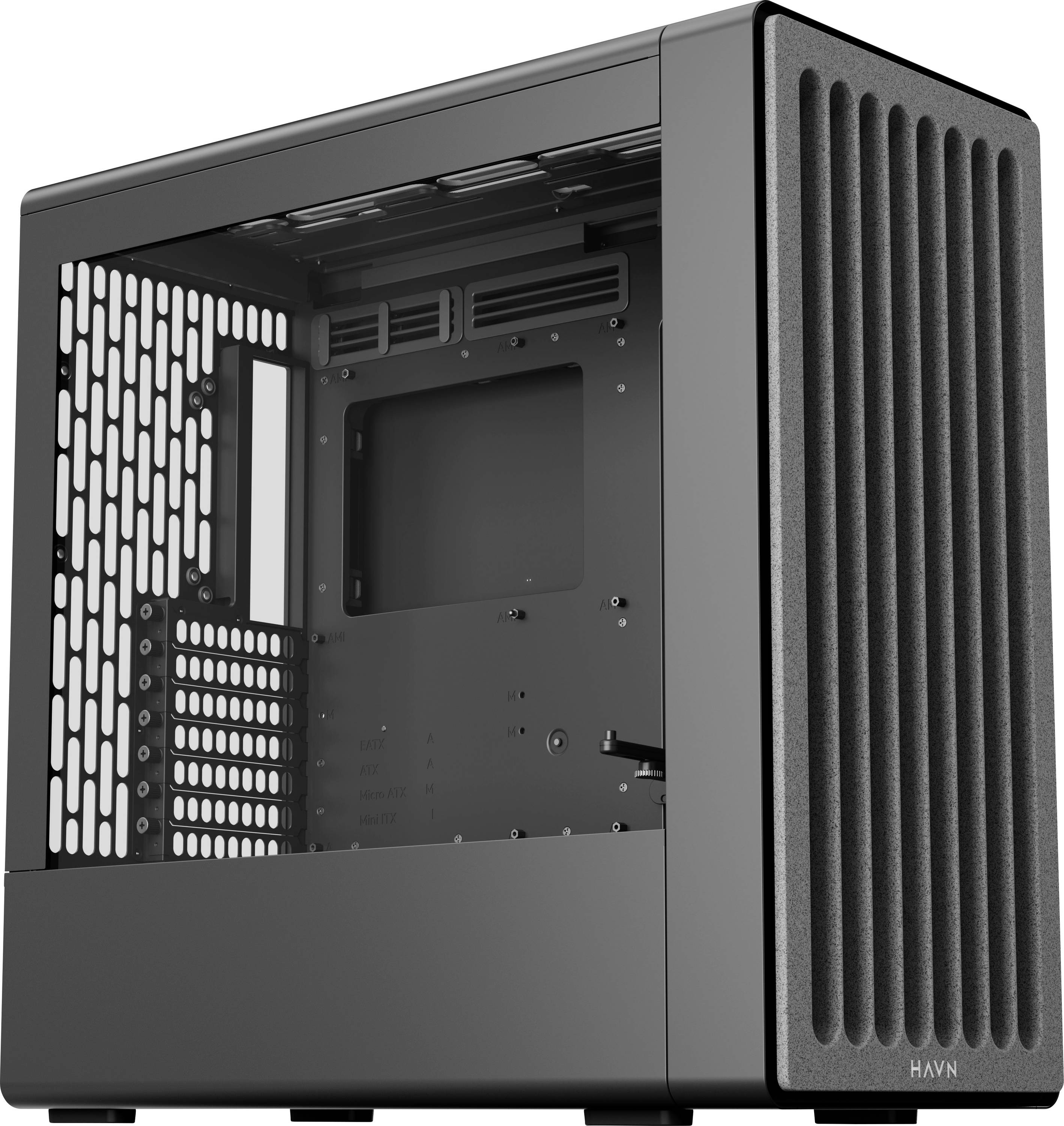 HAVN BF 360 PC-Geh&auml;use, Midi-Tower, E-ATX, Tempered Glass - schwarz Midi-tower PC-behuizing, Behuizing, Gaming-behuizing Zwart