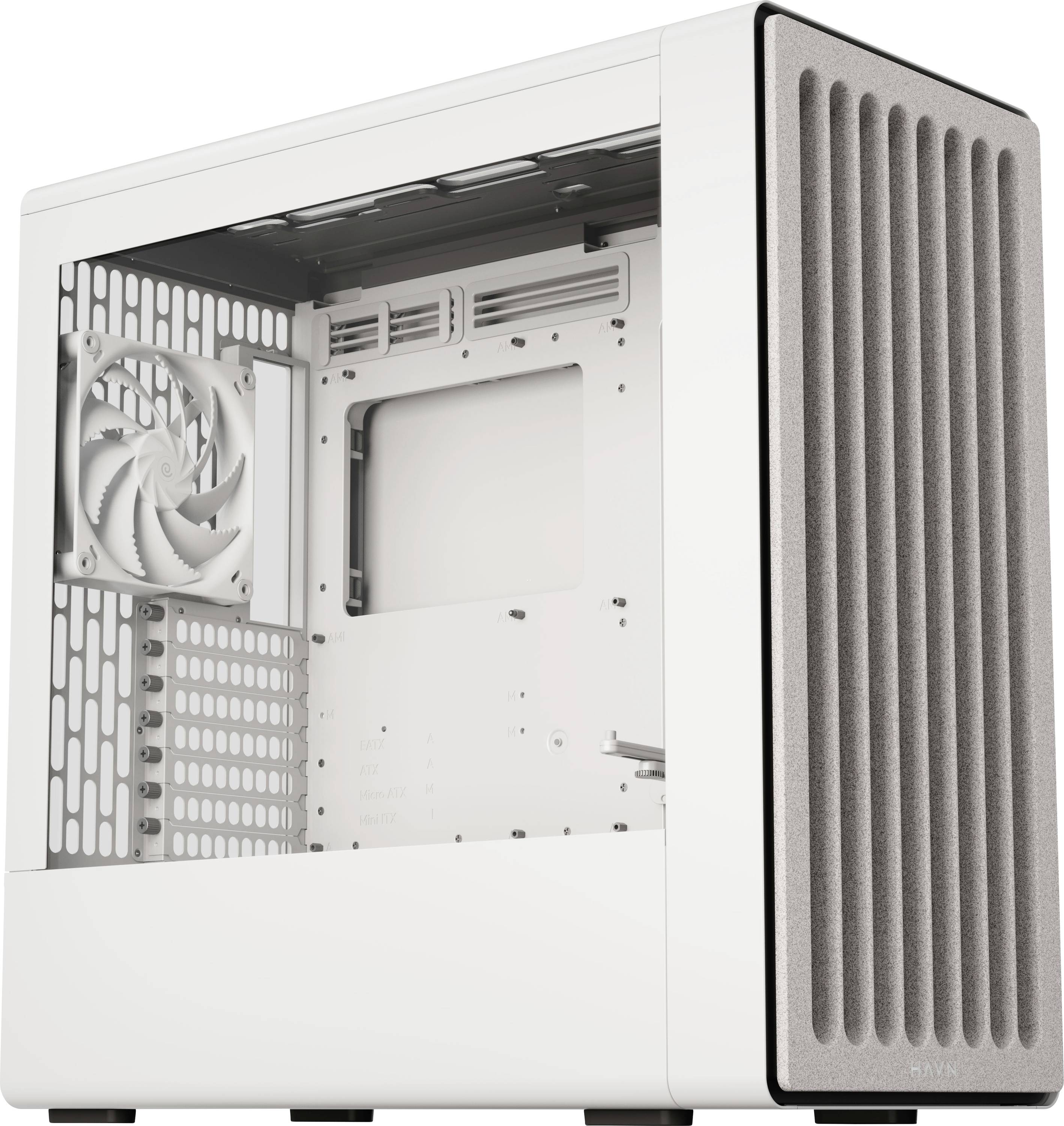 HAVN BF 360 Flow PC-Geh&auml;use, Midi-Tower, E-ATX, Tempered Glass - wei&szlig; Midi-tower Behuizing, PC-behuizing, Gaming-behuizing Wit