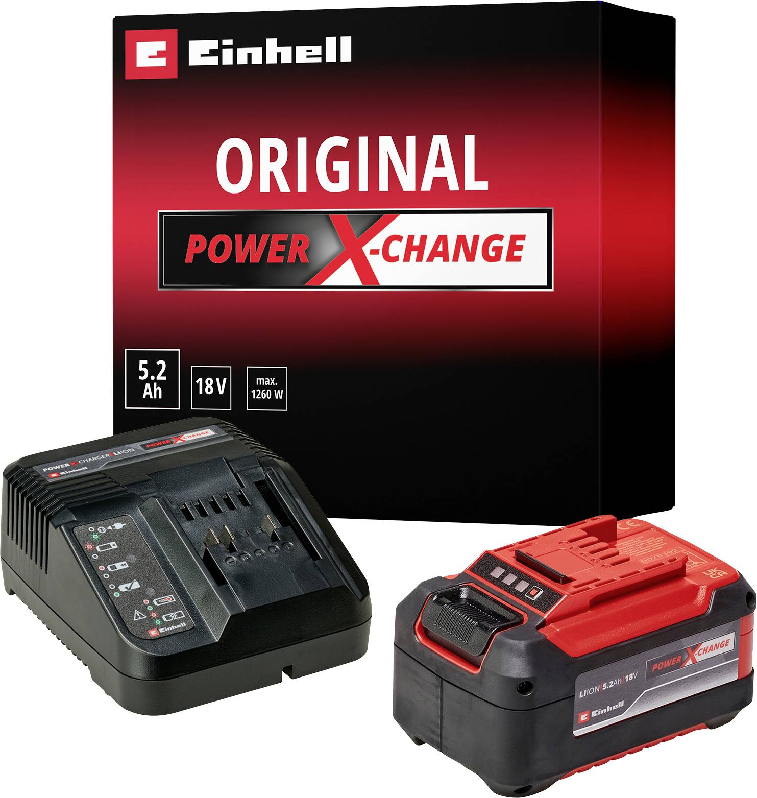 Einhell 4512147 PXC-Starter-Kit Batteria dellutensile e caricabatterie 18 V 5.2 Ah Li-Ion