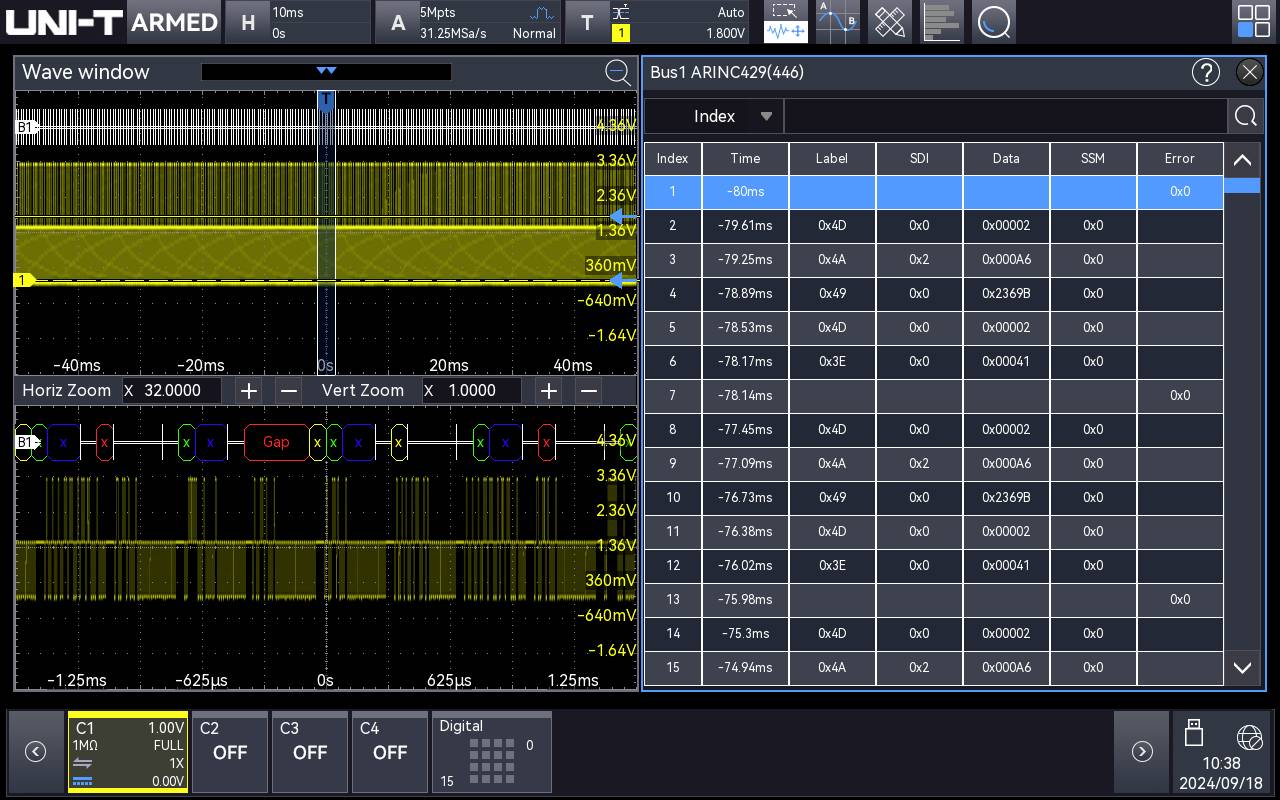 Uni-T MSO3000HD-ARINC429 Software misurazione Upgrade