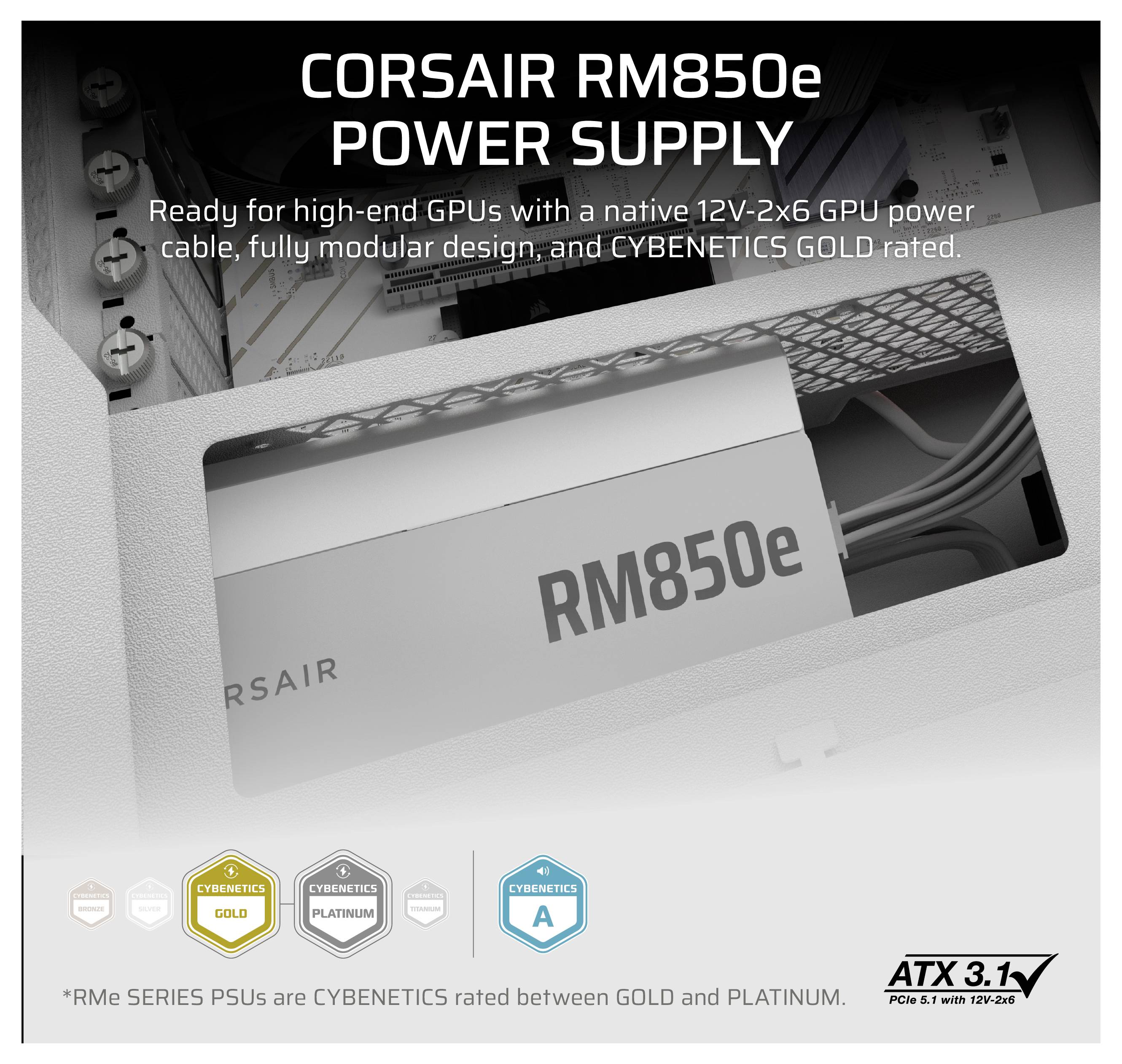 Corsair RMe White Series RM850e sieťový zdroj pre PC 850 W ATX 80 PLUS® Gold-13