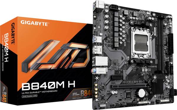 Gigabyte B840M H Základná doska Socket AMD AM5 Tvarový faktor Micro-ATX Čipová sada základnej dosky AMD® B840
