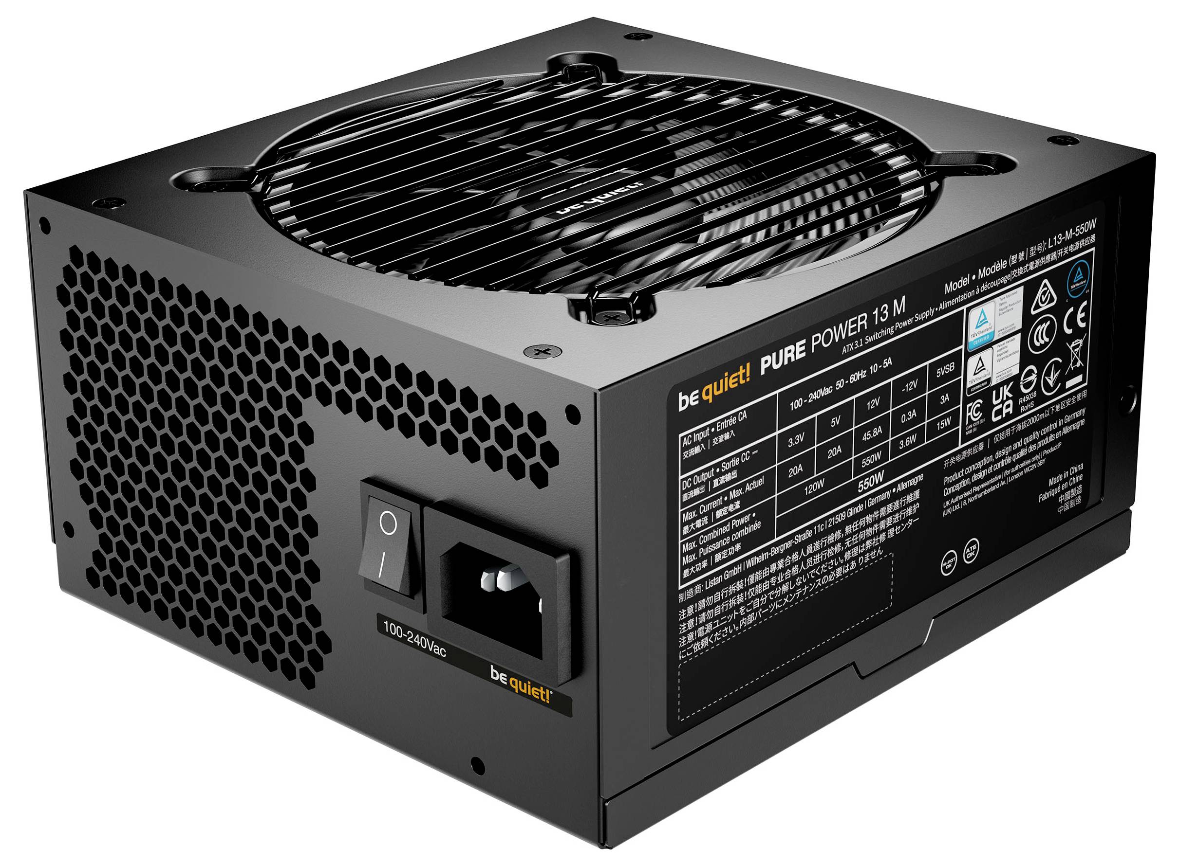 BeQuiet PURE POWER 13 M 550W sieťový zdroj pre PC 550 W ATX 80 PLUS® Gold-4