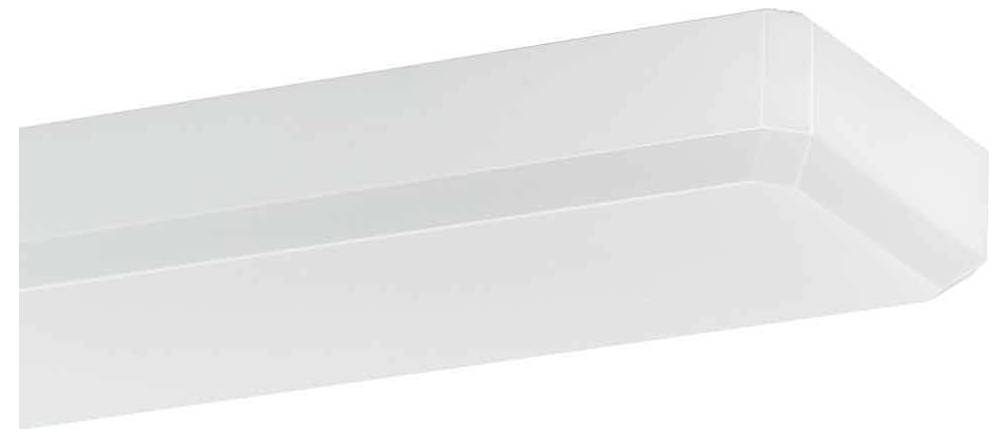 Obdĺžnikový biely stropný svietidlo so strihanou, minimalistickým dizajnom.