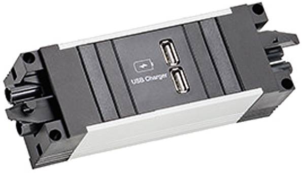 Duálny USB nabíjací zásuvka na stennú inštaláciu s dvomi USB portami a označením „USB Charger".