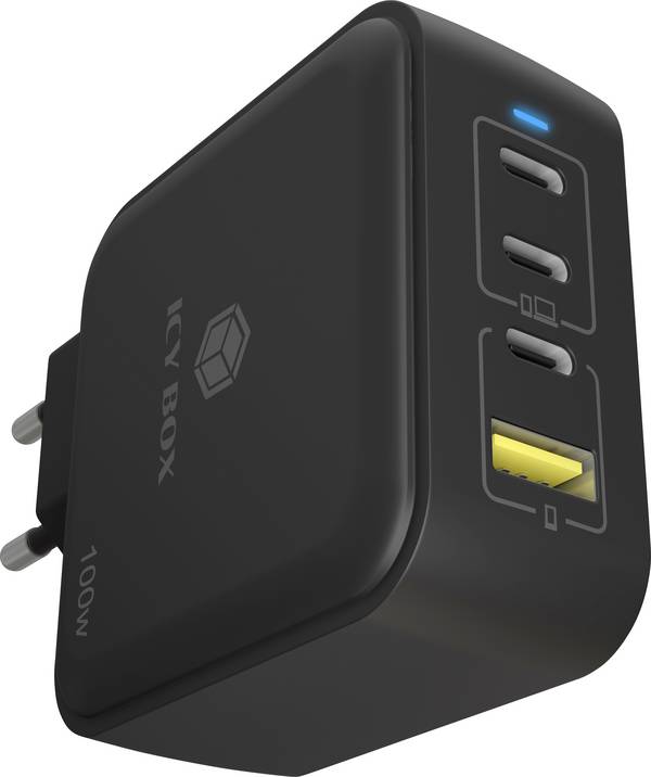 ICY BOX GaN Wandladegerät Adaptér USB-C do interiéru, 4 x USB-C® zástrčka, GaN , 61116