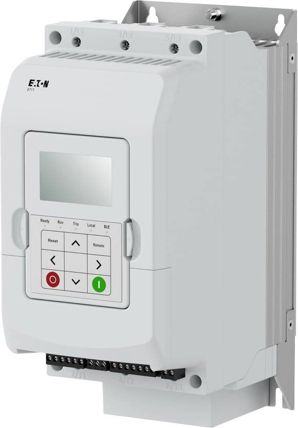 Elektrické zariadenie s digitálnym displejom a ovládacími tlačidlami, používané pre priemyselné automatizačné aplikácie.