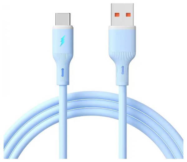 Akyga USB kábel USB 2.0 USB-A zástrčka, USB-C ® zástrčka 1 m modrá s LED AK-USB-63