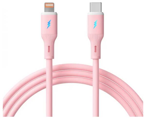 Akyga USB kábel USB 2.0 USB-C ® zástrčka, Apple Lightning konektor 1 m ružová flexibilný AK-USB-71