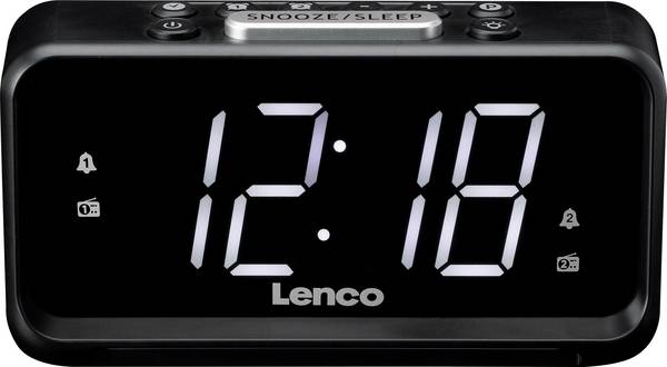 Lenco  CR-28BK stolný rádio, FM, AM, UKW, USB, funkcia alarmu, čierna