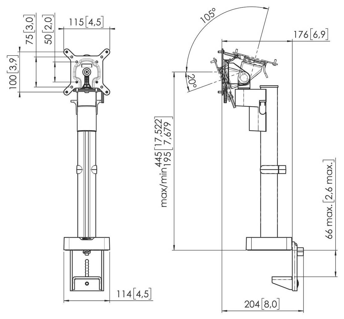 Vogel's MOMO 2117 stolový držiak monitoru 25,4 cm (10") - 109,2 cm (43") sklápajúci, otočný, výškovo nastaviteľný-9