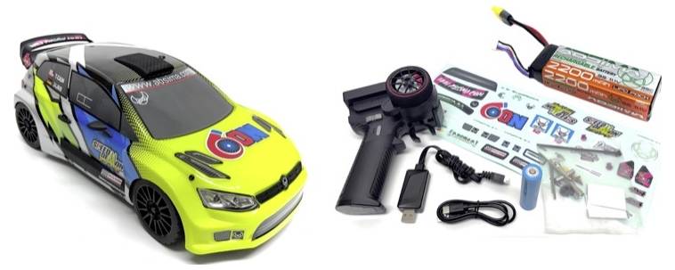 RC auto súprava s farebným pretekárskym autom, ktorá obsahuje:<br>- Diaľkovo ovládané auto<br>- Farebnú karosériu<br>- Dekoratívne nálepky<br>- Batériu<br>- Nabíjačku<br>- Možnosti vlastného dizajnu a prispôsobenia