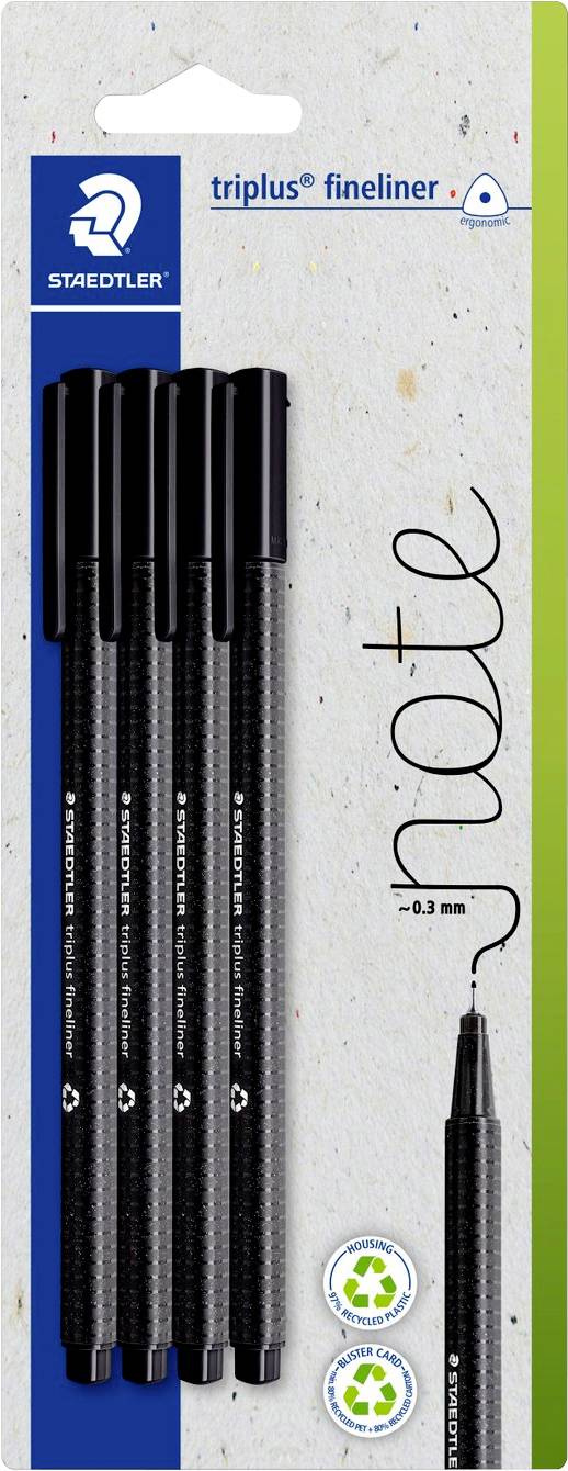 Staedtler triplus 334-9 BK4 Fineliner 4 stuk(s)