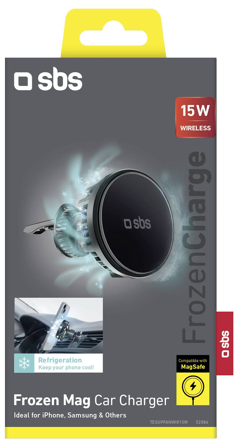sbs mobile Frozen Mag upevnenie na ventilačnú mriežku držiak mobilu do auta s funkciou indukčného nabíjania, otočné o 36-2