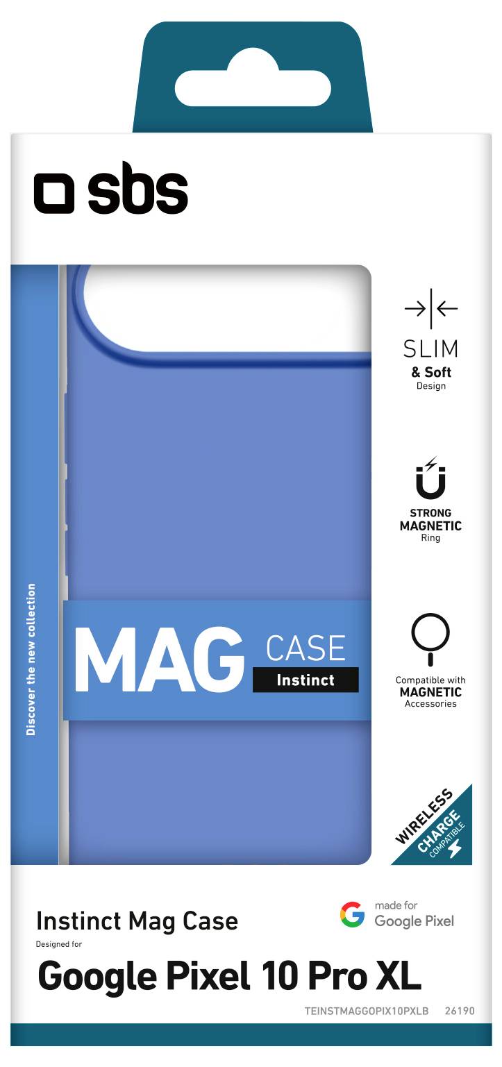 SBS Slim & Soft modrý magnetický kryt pre Google Pixel 10 Pro XL. Silný magnetický systém, kompatibilný s bezdrôtovým nabíjaním.