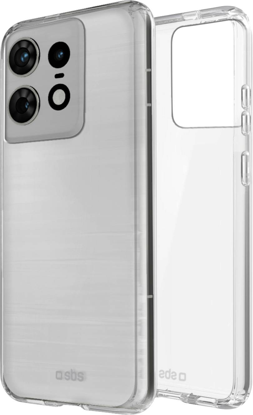Priehľadný obal na smartfón vykazujúci trvanlivosť a elegantnú konštrukciu, namontovaný na telefóne s trojitou kamerovou sústavou, v minimalistickom štýle.