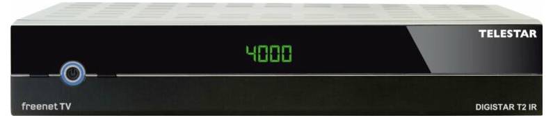 Čierny obdĺžnikový digitálny prijímač s LED displejom zobrazujúcim '4000'. Značka 'Telestar' je napravo a 'freenet TV' naľavo.