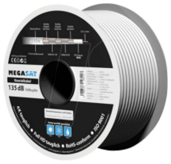 MegaSat 100176 koaxiálny kábel, Vonkajší Ø: 7.0 mm, 135 dB, 100 m