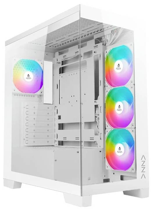 AZZA COVE WHITE midi tower PC skrinka čierna 3 predinštalované LED ventilátory, 1 predinštalovaný LED ventilátor-0