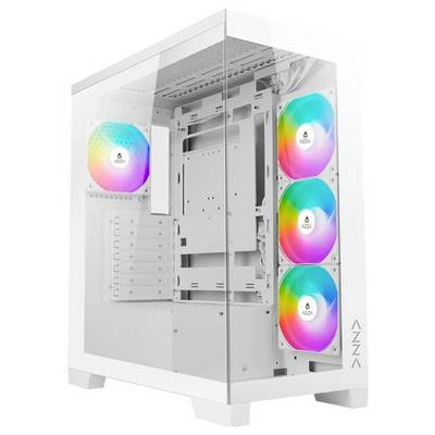 AZZA COVE WHITE midi tower PC skrinka čierna 3 predinštalované LED ventilátory, 1 predinštalovaný LED ventilátor-0