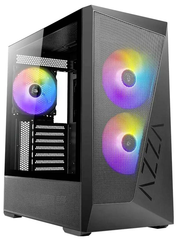 AZZA REAVER midi tower PC skrinka čierna 1 predinštalovaný LED ventilátor, 2 predinštalované LED ventilátory, 2 predinštalované ventilátory