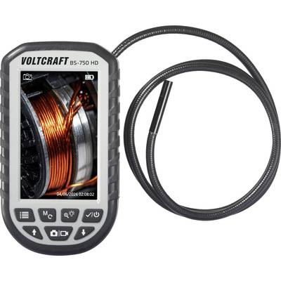 Endoskop 'VOLTCRAFT BS-750 HD' s flexibilným kablom. Na displeji sa zobrazuje zväčšený obraz vinutého medeného drôtu.