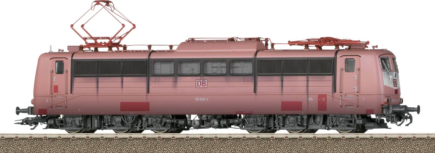 Model ružovej elektrickej lokomotivy umiestnený na úseku trate, ktorý vyniká detailným pantografom a ďalšími zložitými komponentmi.
