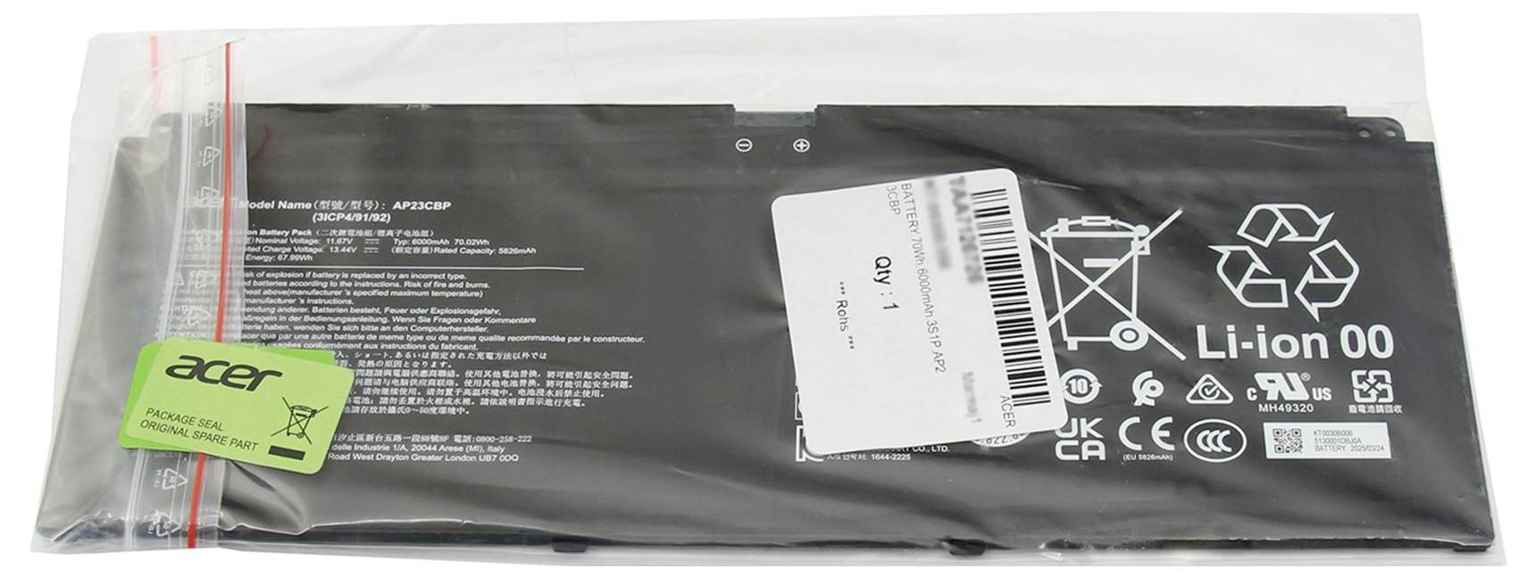 Acer akumulátor do notebooku Akku KT.0030B.006 11.67 V 6000 mAh Acer-2