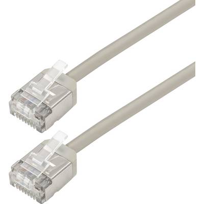 Dva sivé ethernetové káble s priehľadnými konektormi na každom konci, používané na sieťové pripojenia.