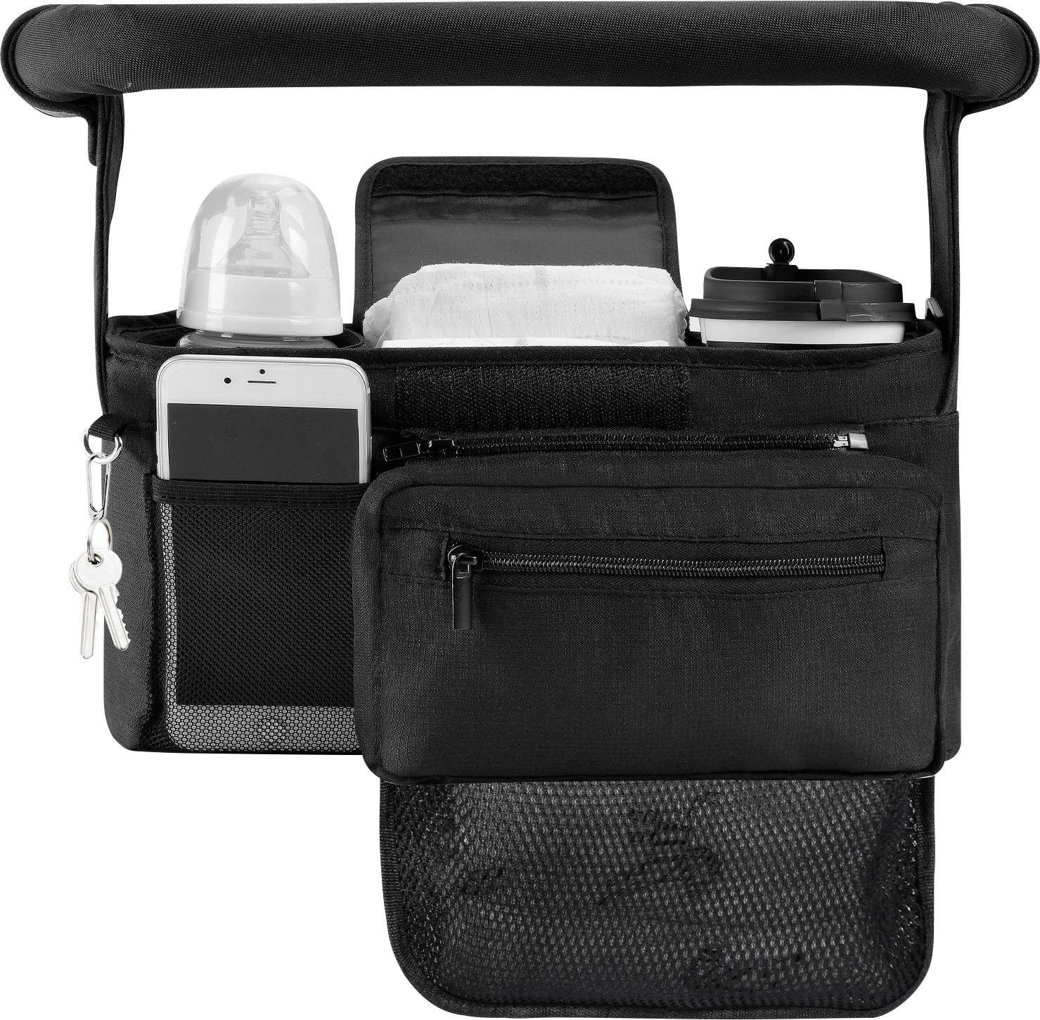 momcozy Organizer per vagone bambini mit Becherhalter SZ001-BL00NB-D