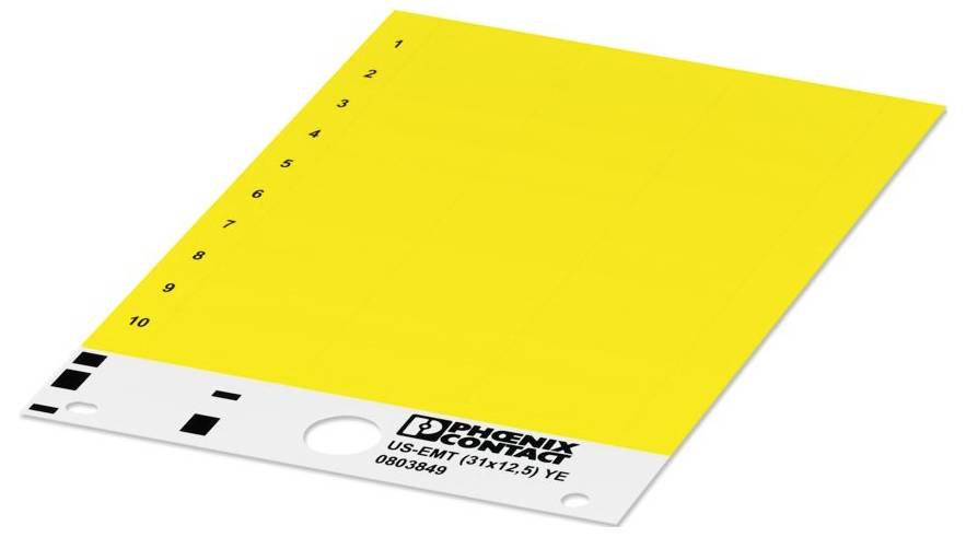 Phoenix Contact 0803849 US-EMT (31X12,5) YE Opschriftlabel Montagemethode: Vergrendelen Geel Aantal markeringen: 30 10 stuk(s)