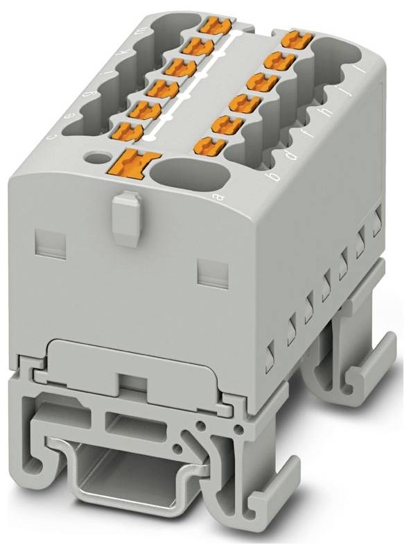 Zelený plastový elektrický konektor s tromi kovovými zástrčkami, používaný na upevňovanie drôtov, na boku označený „DMGV 1,5-G-3,5".